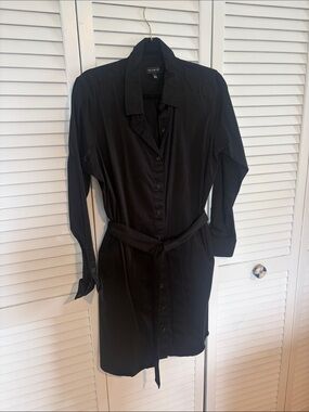 The Limited Black Long-Sleeve Shirt Dress with Tie Waist